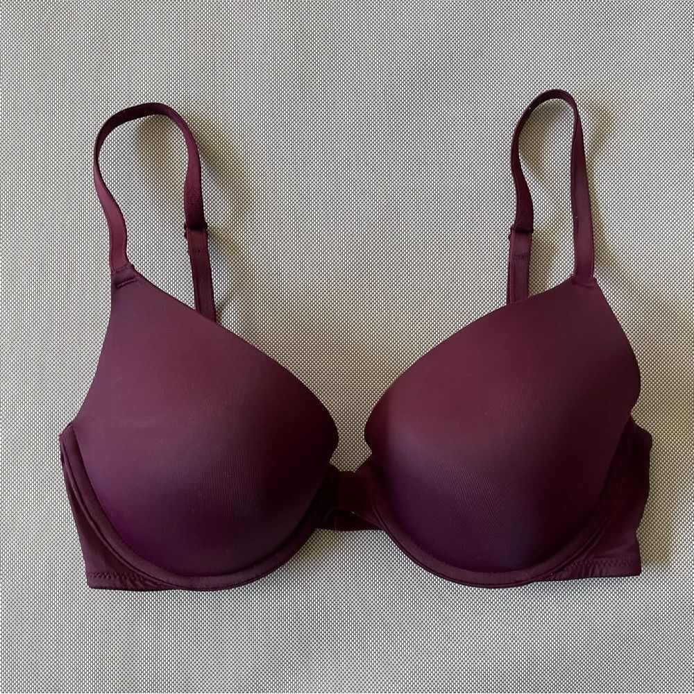 Victoria’s Secret PINK Deep Burgundy Purple Wear Everywhere Push-Up Bra Size 32D